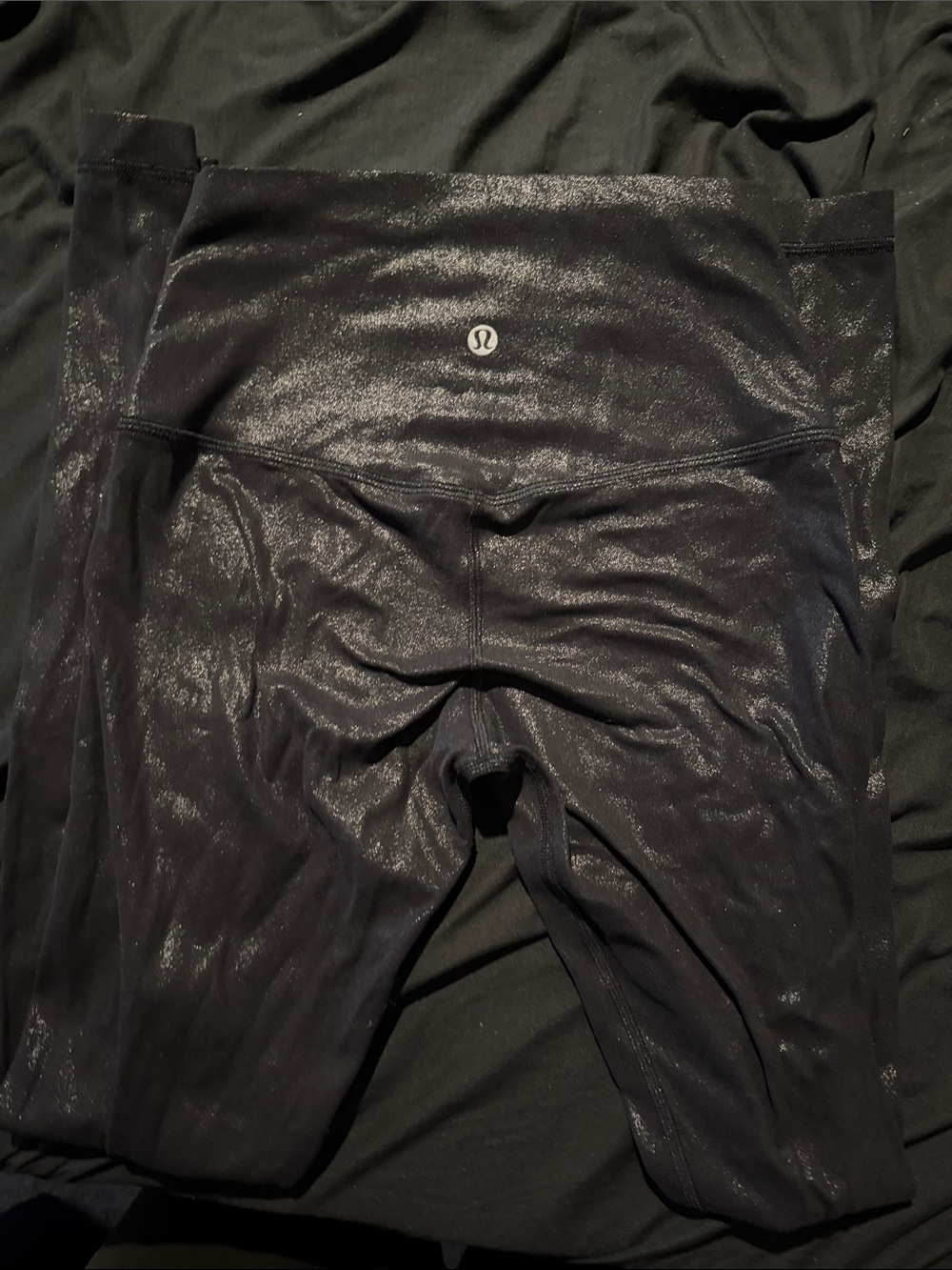 lululemon athletica Black Shimmer High-Rise Leggings with Logo
